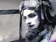 Russian female fighter pilot,WW2 (2013) | Русская женщина-пилот во второй мировой. Шариковая ручка, акрил, Painter.